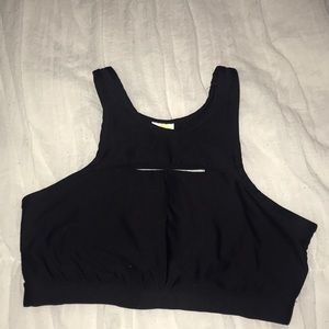 cut out high neck sports bra